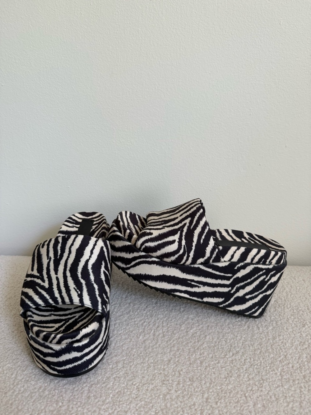 ASOS Zebra Print Platform Mules in Black and White